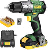 TECCPO Cordless Drill, 20V Drill Driver 530 In-lbs Torque, 24+1 Torque Setting, Fast Charger 2.0A, 2-Variable Speed, 33pcs Accessories, 1/2" Metal Keyless Chuck, 2000mAh Batteries, Upgraded Version - TDCD03P