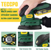 TECCPO Detail Sander, 20/18V Sander with 12Pcs Sandpapers, 2.0Ah Battery with Fast Charger, 12000 OPM with Efficient Dust Collection System, Cordless Design ideal for Woodworking/DIY Project - PMDS01D