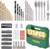 TECCPO Drill Bit Set, 100/125Pcs Drill and Driver Bits Sets, 1/16"-1/4" Titanium Aluminum Alloy Different Kinds of Accessories for Wood, Metal, Masonry, Screw Driving with Storage Case - MTH400