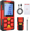 POPOMAN Laser Measure Rechargeable, 196Ft M/In/Ft Classic Mute Laser Distance Meter with Electronic Angle Sensor,Backlit LCD and Pythagorean Mode,Measure Distance,Area and Volume,Carry Pouch - MTM120B