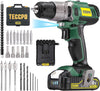 TECCPO Cordless Drill, Drill Driver Set with 29 Pcs Accessories, 2-Speed, Max 310In-lbs, 2.0Ah Battery, 60-Min Fast Charger, 21+1Torque Setting, Tool Case, Power Tool for General Household - BHD100D