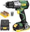 TECCPO Cordless Drill, 20V Drill Driver 530 In-lbs Torque, 24+1 Torque Setting, Fast Charger 2.0A, 2-Variable Speed, 33pcs Accessories, 1/2" Metal Keyless Chuck, 2000mAh Batteries, Upgraded Version - TDCD03P