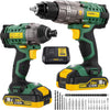 TECCPO 18 Combo Kit, 180Nm Impact Driver, 60Nm Cordless Drill Driver, 30min Fast Charger, Twin Pack, 2 Batterie 2.0Ah, 2900RPM Max Speed - TDCK01P