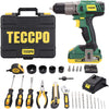 TECCPO Cordless Drill Set, 63Pcs Power Drill Set, Drill with 310 In-lbs, 2-Speed, 21+1 Torque Setting, 2.0Ah Battery & Fast Charger, Tool Kit with Drill, Drill Kit Tool Set for General Household - BHD100D