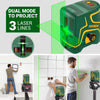 POPOMAN Laser Level Rechargeable, Green line laser, Three Modes with 2 Laser Heads, Horizontal/Vertical/Cross Line, 147ft, Self Leveling and Pulse Mode, Magnetic Support, 360° Rotating - MTM310B