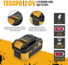 TECCPO 20/18V MAX 4.0 Ah Lithium Ion Large Capacity Battery-Pack, Rechargeable Replacement Battery, for All 20/18V TECCPO/POPOMAN Cordless Power Tools - ZPK18HS4000