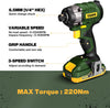 MTD680B Cordless Drill, Popman Brushless Drill Kit, Max. Torque 220 Nm, 3 Speeds, 2 Batteries 2.0 Ah, Quick Charger, 35 Accessories - MTD680B