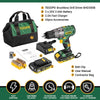 TECCPO Cordless Drill Set, 20V Brushless Drill Driver Kit, 2x 2.0Ah Li-ion Batteries, 530 In-lbs Torque, 1/2”Keyless Chuck, 2-Variable Speed, Fast Charger, 33pcs Bits Accessories with Case - BHD300B