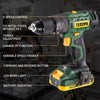 TECCPO Cordless screwdriver 45 Nm, 18 V, 2 x 2 Ah batteries, 0-6000 / 0-22500BPM, adapter, belt buckle with accessories - BHD700B