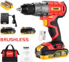 TECCPO Cordless Drill Set, 20V Brushless Drill Driver Kit, 2x 2.0Ah Li-ion Batteries, 530 In-lbs Torque, 1/2”Keyless Chuck, 2-Variable Speed, Fast Charger, 33pcs Bits Accessories with Case - BHD300B
